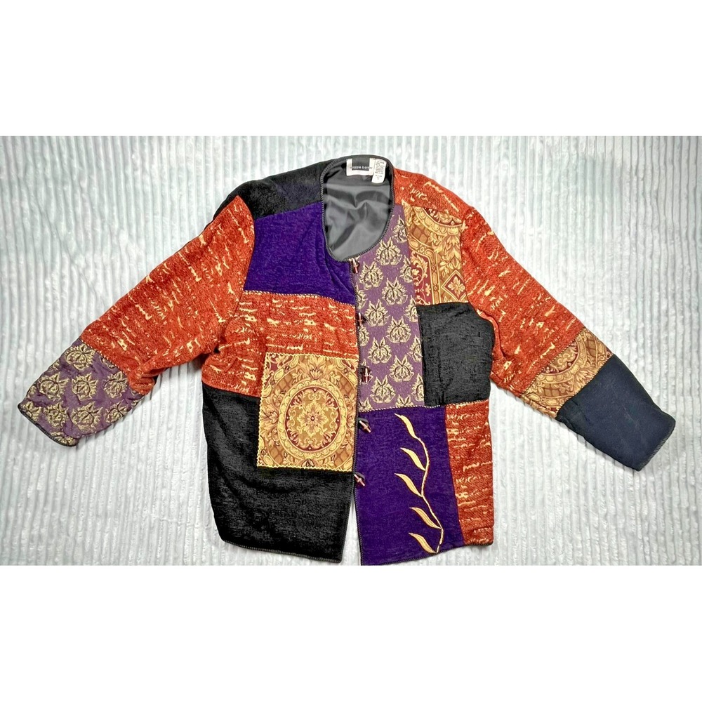 Maggie Barnes Multicolor Tapestry Patchwork Jacket Women's 3X Artsy‎ Grandmacore